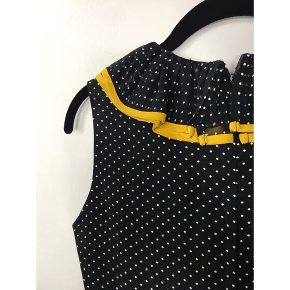 Vintage Miss Elliette VTG Maxi Dress Polka Dot Ruffle Peter Pan Collar Bow 60s - Picture 8 of 13